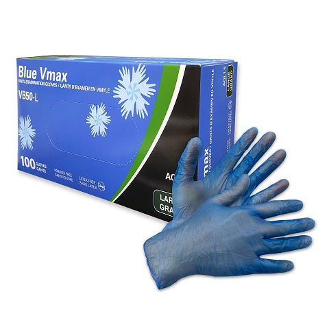 Blue Vmax Vinyl Examination Gloves, 4.5 Mil