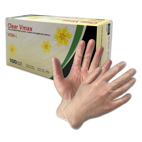 Clear Vmax Vinyl Examination Gloves, 4.5 Mil
