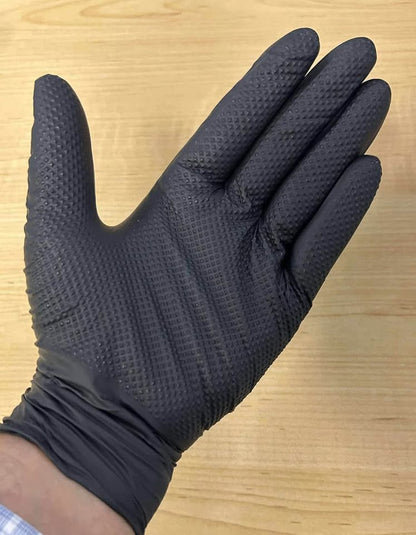 8 Mil DiamondShield Diamond Textured Nitrile Disposable Black Gloves