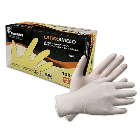 Latex Shield Examination Gloves, White