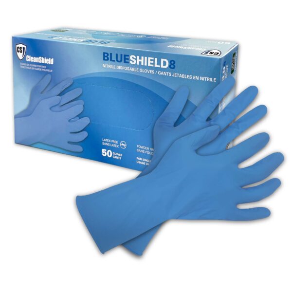 Blue Shield8 Nitrile Disposable Gloves, Blue, 8 Mil