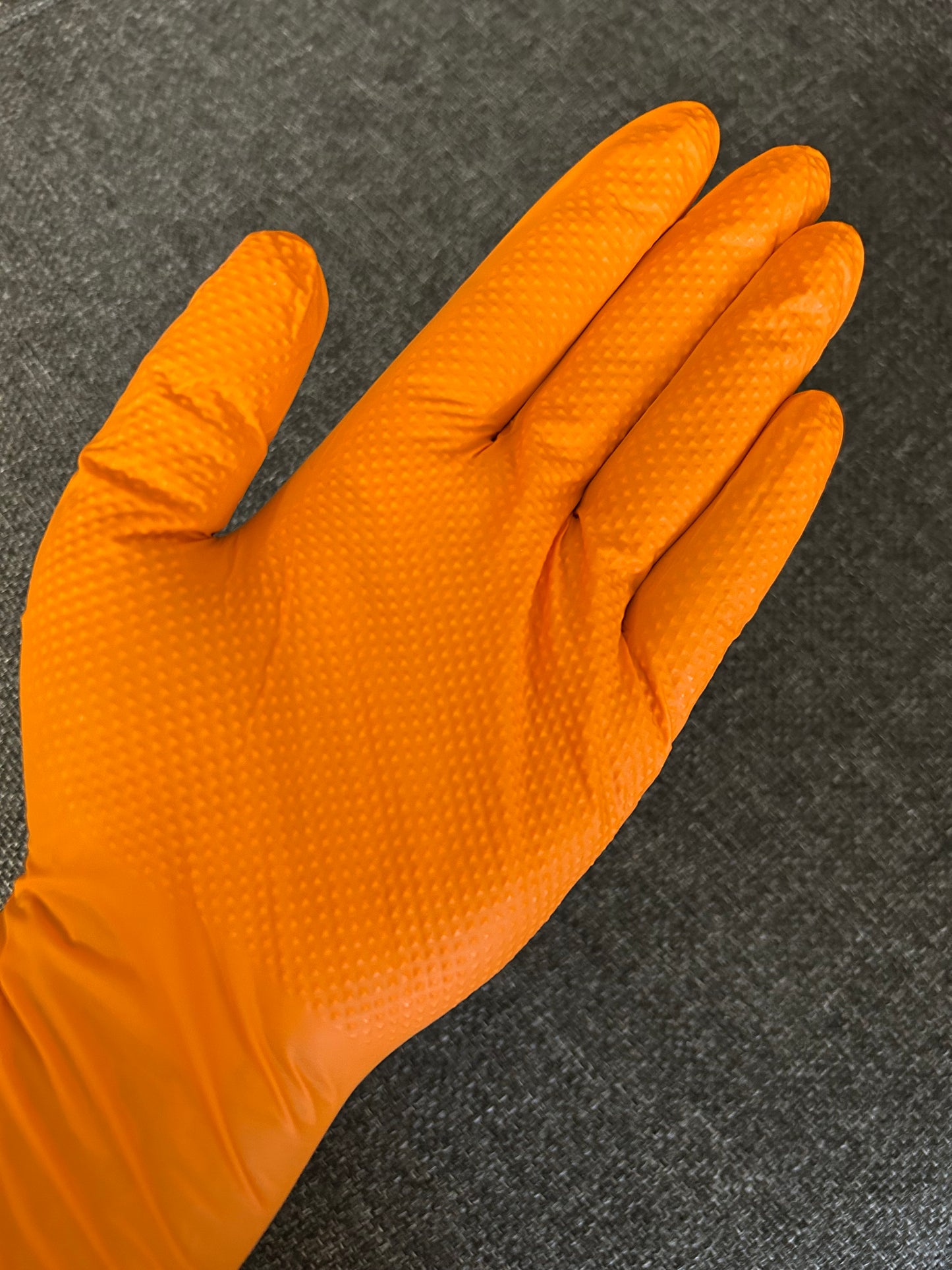 8 Mil DiamondShield Diamond Textured Nitrile Disposable Orange Gloves